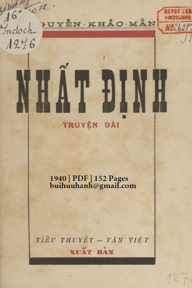 Nhất Định (NXB Tân Việt 1940) - Nguyễn Khắc Mẫn, 152 Trang