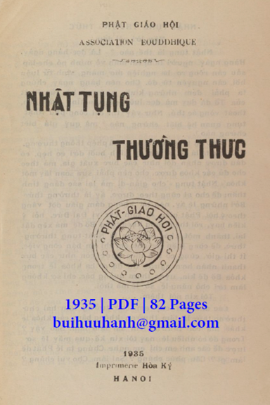 Nhật Tụng Thường Thức (NXB Hòa Ký 1935) - Phật Giáo Hội, 82 Trang