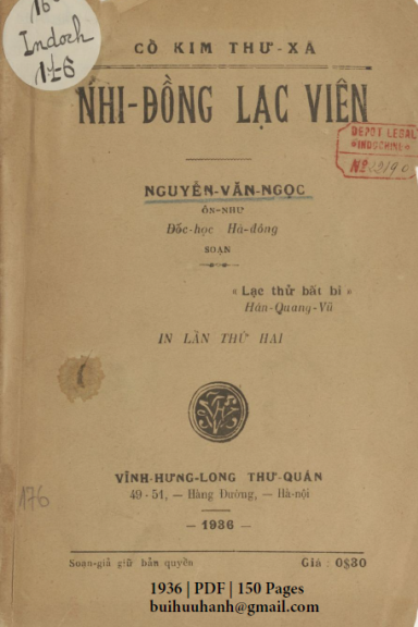 Nhi Đồng Lạc Viên (NXB Vĩnh Hưng Long 1936) - Nguyễn Văn Ngọc, 150 Trang
