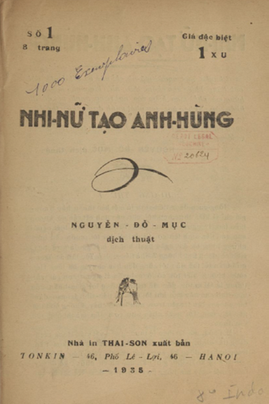 Nhi Nữ Tạo Anh Hùng Số 1-9 (NXB Thái Sơn 1935) - Nguyễn Đỗ Mục, 93 Trang