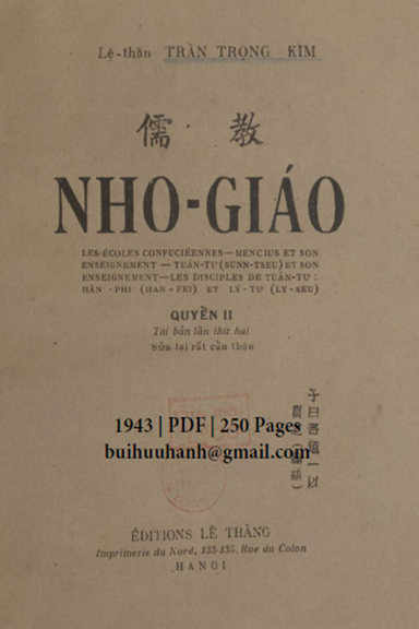 Nho Giáo Quyển 2 (NXB Lê Thăng 1943) - Trần Trọng Kim, 250 Trang