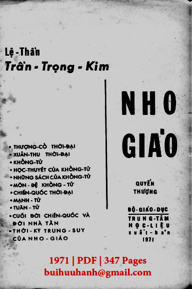 Nho Giáo Tập 1 (NXB Bộ Giáo Dục 1971) - Trần Trọng Kim, 347 Trang