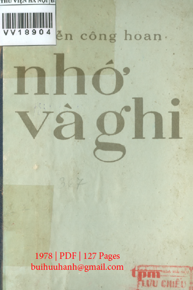 Nhớ Và Ghi (NXB Tác Phẩm Mới 1978) - Nguyễn Công Hoan, 127 Trang