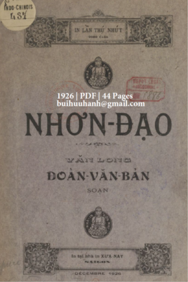 Nhơn Đạo (NXB Xưa Nay 1926) - Đoàn Văn Bản, 44 Trang