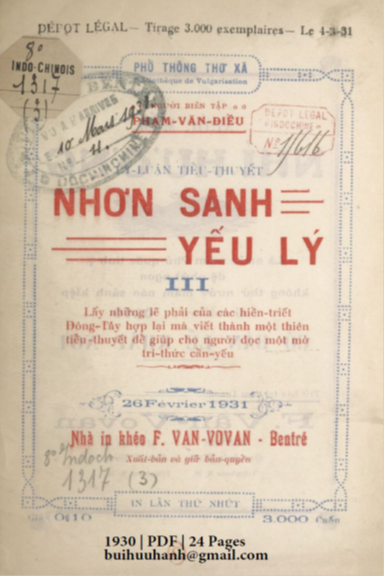 Nhơn Sanh Yếu Lý Quyển 3 (NXB F. Van-VoVan 1930) - Phạm Văn Điều, 24 Trang