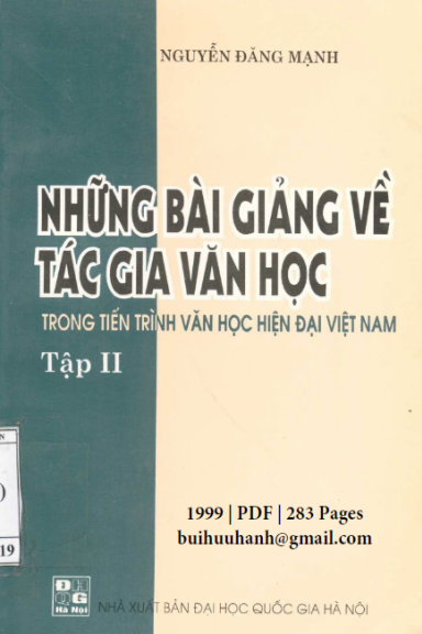 Những Bài Giảng Về Tác Gia Văn Học Tập 2 (NXB Đại Học Quốc Gia 1999) - Nguyễn Đăng Mạnh, 283 Trang