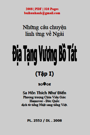 Những Câu Chuyện Linh Ứng Về Ngài Địa Tạng Vương Bồ Tát Tập 1 (NXB Viên Giác 2008) - Thích Như Điển
