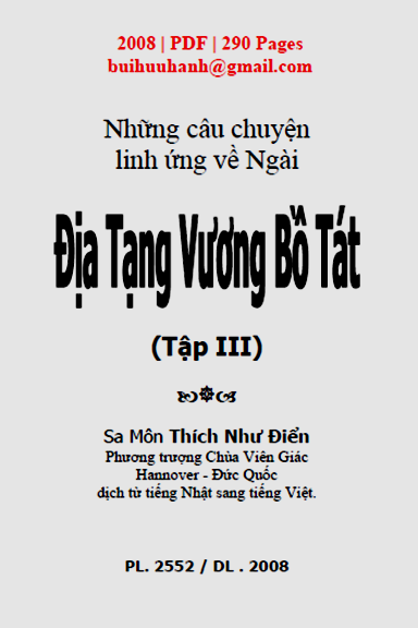 Những Câu Chuyện Linh Ứng Về Ngài Địa Tạng Vương Bồ Tát Tập 3 (NXB Viên Giác 2008) - Thích Như Điển