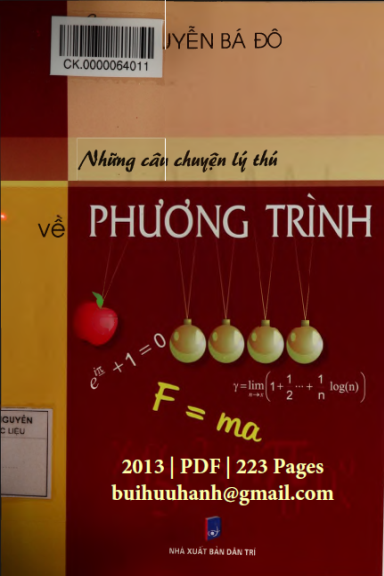 Những Câu Chuyện Lý Thú Về Phương Trình (NXB Dân Trí 2013) - Nguyễn Bá Đô, 223 Trang