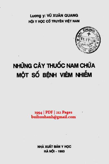 Những Cây Thuốc Nam Chữa Một Số Bệnh Viêm Nhiễm (NX Y Học 1994) - Vũ Xuân Quang, 212 Trang