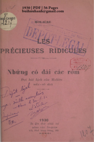 Những Cô Đài Rác Rởm (NXB Đông Tây 1930) - Molière, 56 Trang