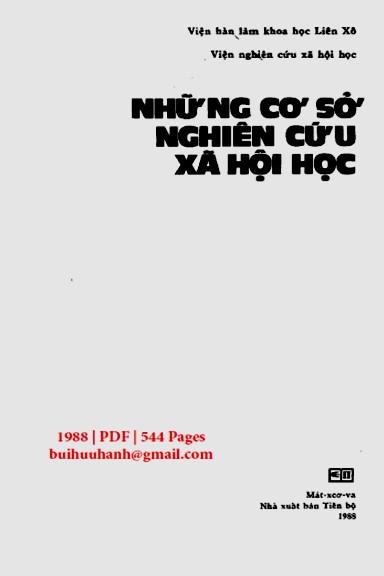 Những Cơ Sở Nghiên Cứu Xã Hội Học (NXB Tiến Bộ 1988) - G.V. Ô Xi Pốp, 544 Trang