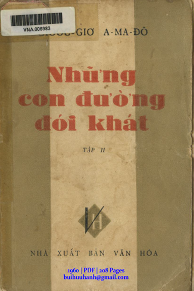 Những Con Đường Đói Khát Tập 2 (NXB Văn Hóa 1960) - Gioocgiơ Amađô, 208 Trang