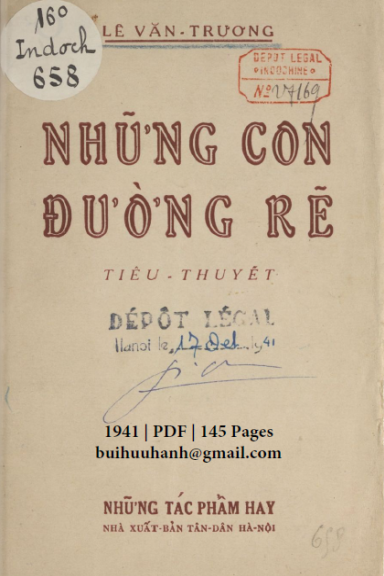 Những Con Đường Rẽ (NXB Tân Dân 1941) - Lê Văn Trương, 145 Trang