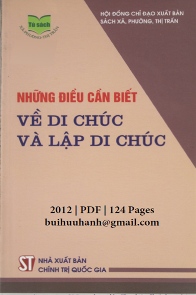 Những Điều Cần Biết Về Di Chúc Và Lập Di Chúc (NXB Chính Trị 2012) - Tiến Thành, 124 Trang