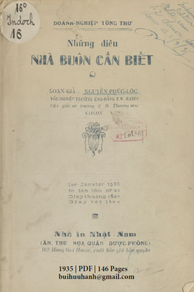 Những Điều Nhà Buôn Nên Biết (NXB Nhật Nam 1935) - Nguyễn Phúc Lộc, 146 Trang