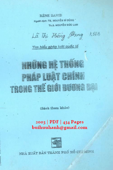 Những Hệ Thống Pháp Luật Chính Trong Thế Giới Đương Đại (NXB Tổng Hợp 2003) - Réne David, 434 Trang