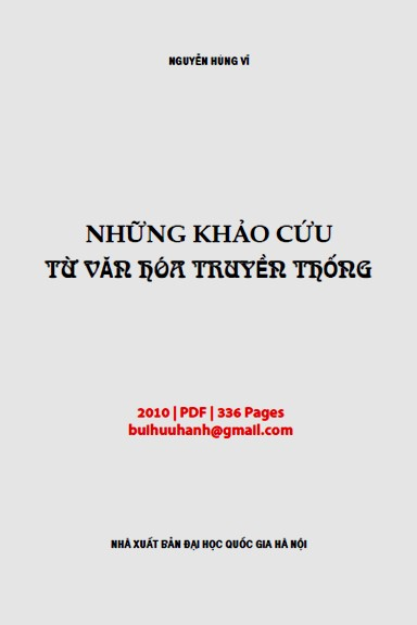 Những Khảo Cứu Từ Văn Hóa Truyền Thống (NXB Đại Học Quốc Gia 2010) - Nguyễn Hùng Vĩ, 336 Trang