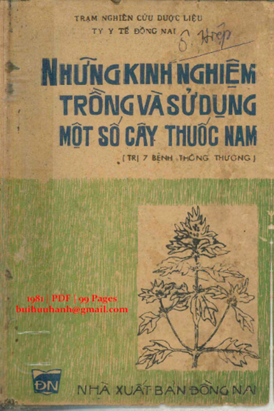 Những Kinh Nghiệm Trồng Và Sử Dụng Một Số Cây Thuốc Nam (NXB Đồng Nai 1981) - Lâm Hiếu Trung