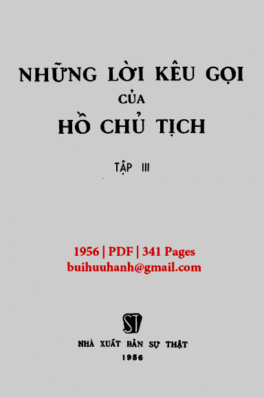 Những Lời Kêu Gọi Của Hồ Chủ Tịch Tập 3 (NXB Sự Thật 1956) - Hồ Chí Minh, 341 Trang