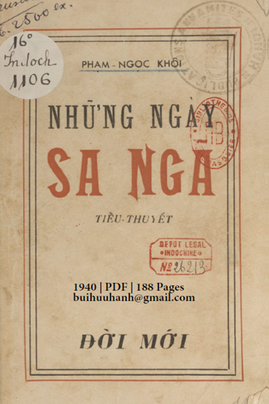 Những Ngày Sa Ngã (NXB Đời Mới 1940) - Phạm Ngọc Khôi, 188 Trang