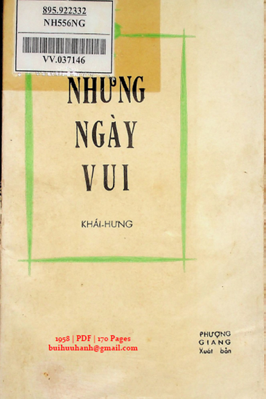 Những Ngày Vui (NXB Phượng Giang 1958) - Khái Hưng, 170 Trang
