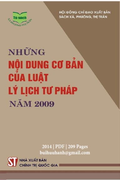 Những Nội Dung Cơ Bản Của Luật Lý Lịch Tư Pháp Năm 2009 (NXB Chính Trị 2014) - Dương Bạch Long
