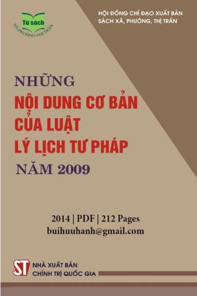 Những Nội Dung Cơ Bản Của Luật Lý Lịch Tư Pháp Năm 2009 (NXB Chính Trị 2014) - Dương Bạch Long