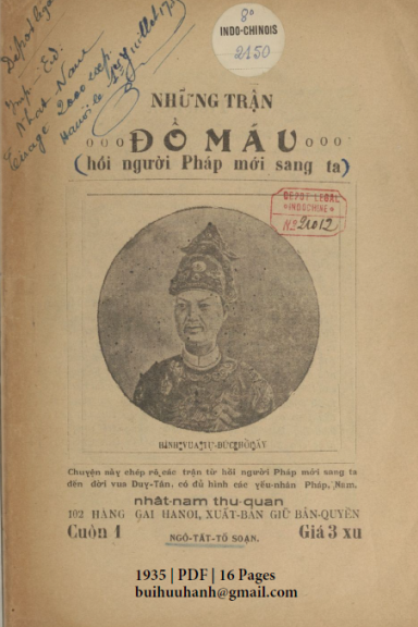 Những Trận Đổ Máu Hồi Người Pháp Mới Sang Ta Cuốn 1-9 (NXB Nhật Nam 1935) - Ngô Tất Tố, 144 Trang