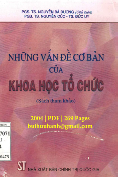 Những Vấn Đề Cơ Bản Của Khoa Học Tổ Chức (NXB Chính Trị 2004) - Nguyễn Bá Dương, 269 Trang