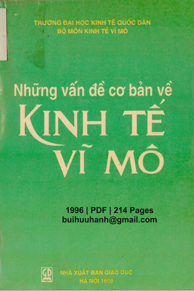 Những Vấn Đề Cơ Bản Về Kinh Tế Vĩ Mô (NXB Giáo Dục 1996) - Vũ Đình Bách, 214 Trang