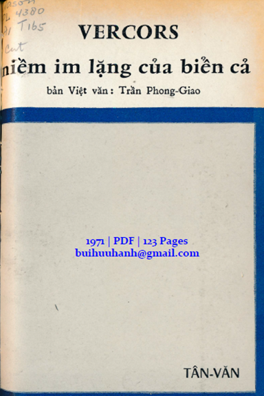 Niềm Im Lặng Của Biển Cả (NXB Tân Văn 1971) - Vercors, 123 Trang