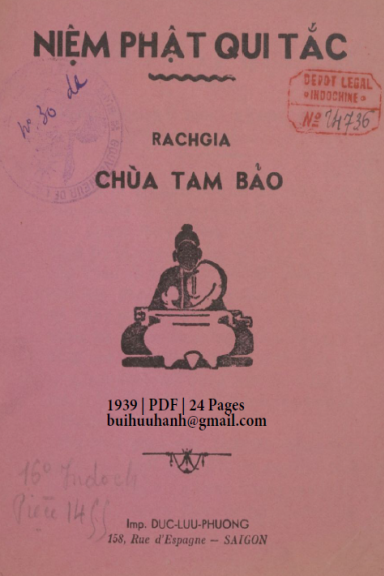 Niệm Phật Qui Tắc (NXB Đức Lưu Phương 1939) - Vỏ Thị Hàng, 24 Trang