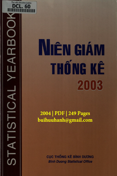 Niên Giám Thống Kế Tỉnh Bình Dương 2003 (NXB Thống Kê 2004) - Lý Thanh Điểu, 249 Trang