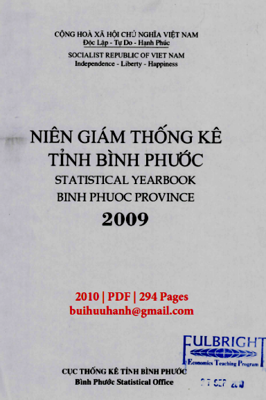 Niên Giám Thống Kê Tỉnh Bình Phước 2009 (NXB Thống Kê 2010) - Nguyễn Công Khanh, 294 Trang