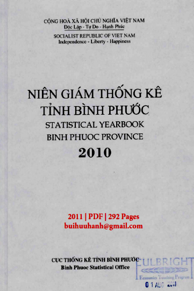Niên Giám Thống Kê Tỉnh Bình Phước 2010 (NXB Thống Kê 2011) - Nguyễn Công Khanh, 292 Trang