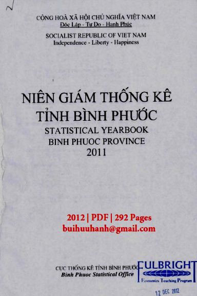 Niên Giám Thống Kê Tỉnh Bình Phước 2011 (NXB Thống Kê 2012) - Nguyễn Công Khanh, 292 Trang