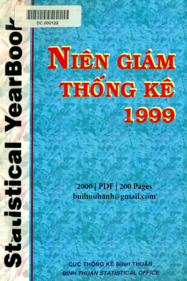 Niên Giám Thống Kê Tỉnh Bình Thuận 1999 (NXB Bình Thuận 2000) - Nguyễn Đình Sinh, 200 Trang