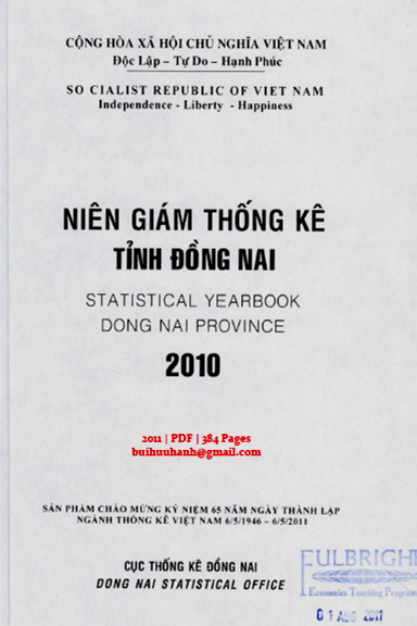 Niên Giám Thống Kê Tỉnh Đồng Nai 2010 (NXB Thống Kê 2011) - Lê Thị Hiền, 384 Trang