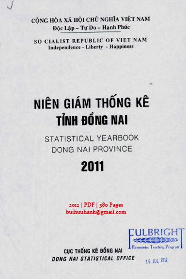 Niên Giám Thống Kê Tỉnh Đồng Nai 2011 (NXB Thống Kê 2012) - Nguyễn Xuân Quang, 380 Trang