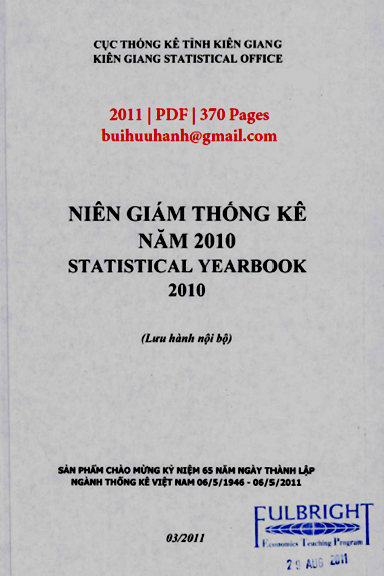 Niên Giám Thống Kê Tỉnh Kiên Giang 2010 (NXB Thống Kê 2011) - Trần Thanh Xuân, 370 Trang
