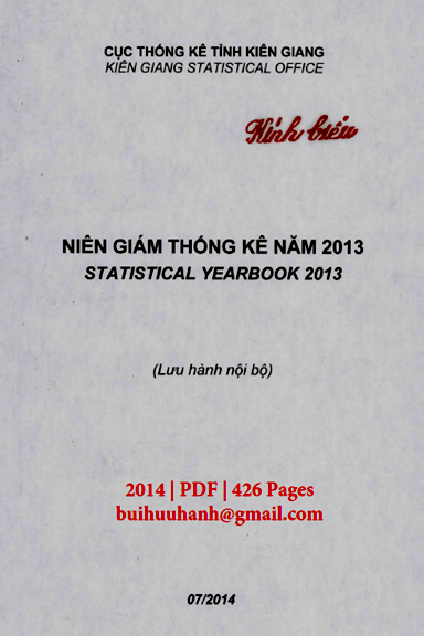 Niên Giám Thống Kê Tỉnh Kiên Giang 2013 (NXB Thống Kê 2014) - Trần Thanh Xuân, 426 Trang