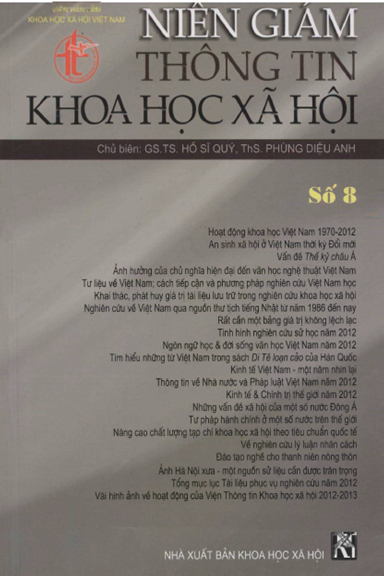 Niên Giám Thông Tin Khoa Học Xã Hội Số 8 (NXB Khoa Học Xã Hội 2013) - Hồ Sỹ Quý, 542 Trang