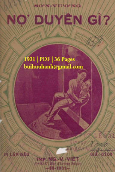 Nợ Duyên Gì (NXB Nguyễn Văn Viết 1931) - Sơn Vương, 36 Trang