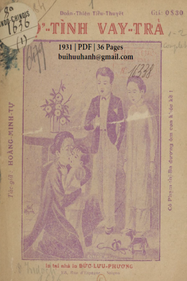 Nợ Tình Vay Trả Cuốn 1 (NXB Đức Lưu Phương 1931) - Hoàng Minh Tự, 36 Trang