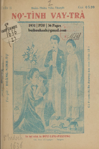 Nợ Tình Vay Trả Cuốn 2 (NXB Đức Lưu Phương 1931) - Hoàng Minh Tự, 36 Trang