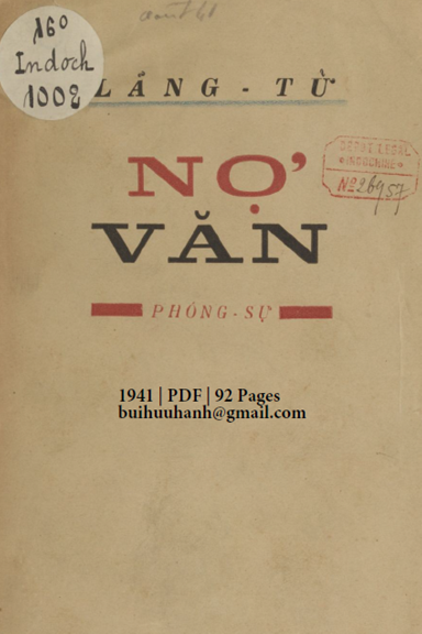 Nợ Văn (NXB Tân Việt 1941) - Lãng Tử, 92 Trang