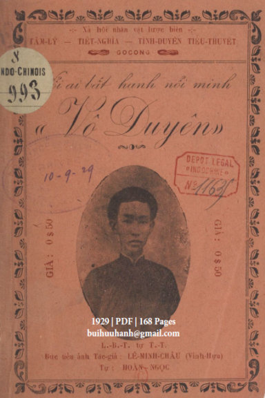 Nổi Ai Bất Hạnh Nổi Mình Vô Duyên (NXB Gò Công 1929) - Lê Minh Châu, 168 Trang