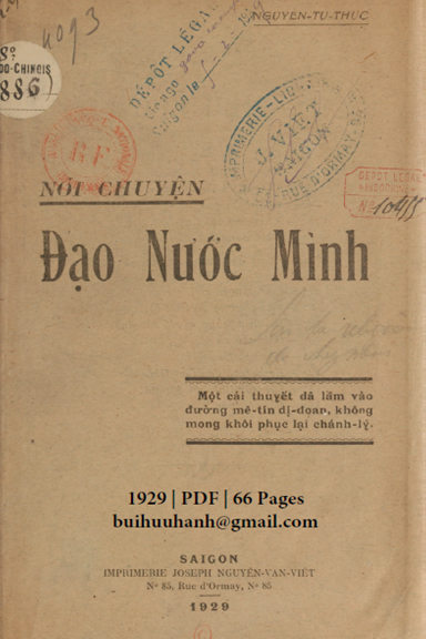 Nói Chuyện Đạo Nước Mình (NXB Nguyễn Văn Viết 1929) - Nguyễn Tử Thức, 66 Trang