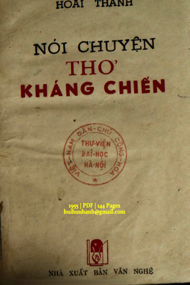 Nói Chuyện Thơ Kháng Chiến (NXB Văn Nghệ 1955) - Hoài Thanh, 144 Trang